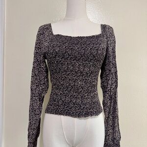 Faherty Black and White Patterned Blouse